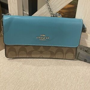 Coach Blue and Brown Crossbody Bag